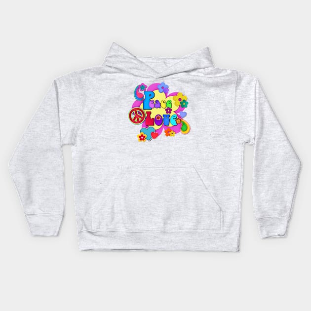 Pretty Flower Power Peace and Love Hippy Design Kids Hoodie by AlondraHanley